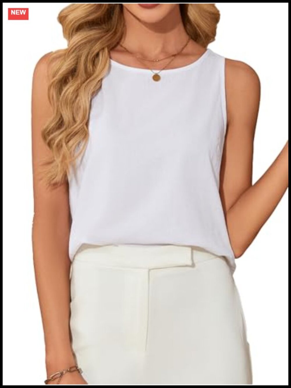 Cotton Linen Crop Tank Top Womens Sleeveless High Neck Button Back